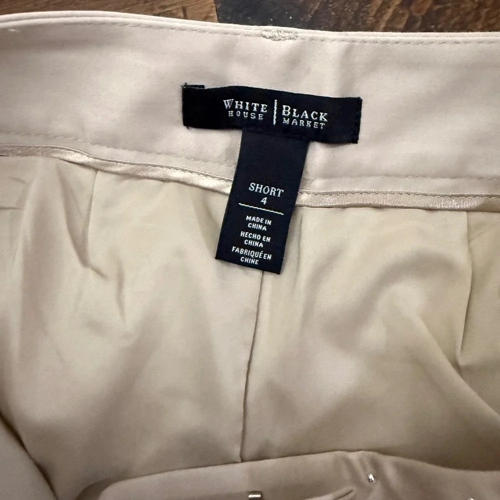White House Black Market Studded‎ Chino Shorts Beige  Silver Studs 4